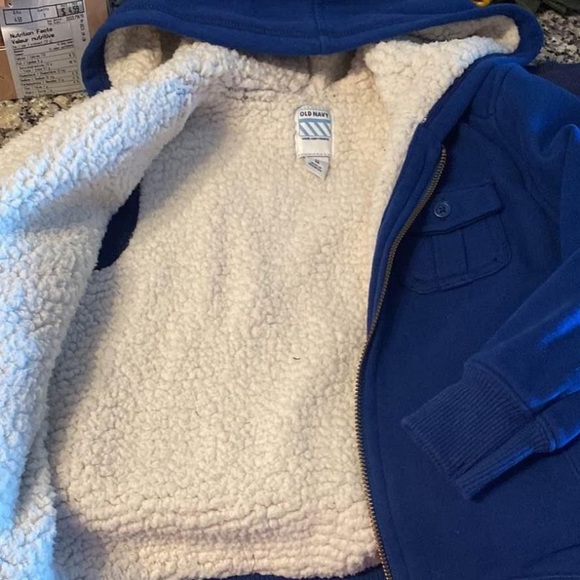 Navy blue fleece lined zip hoodie - Picture 2 of 2